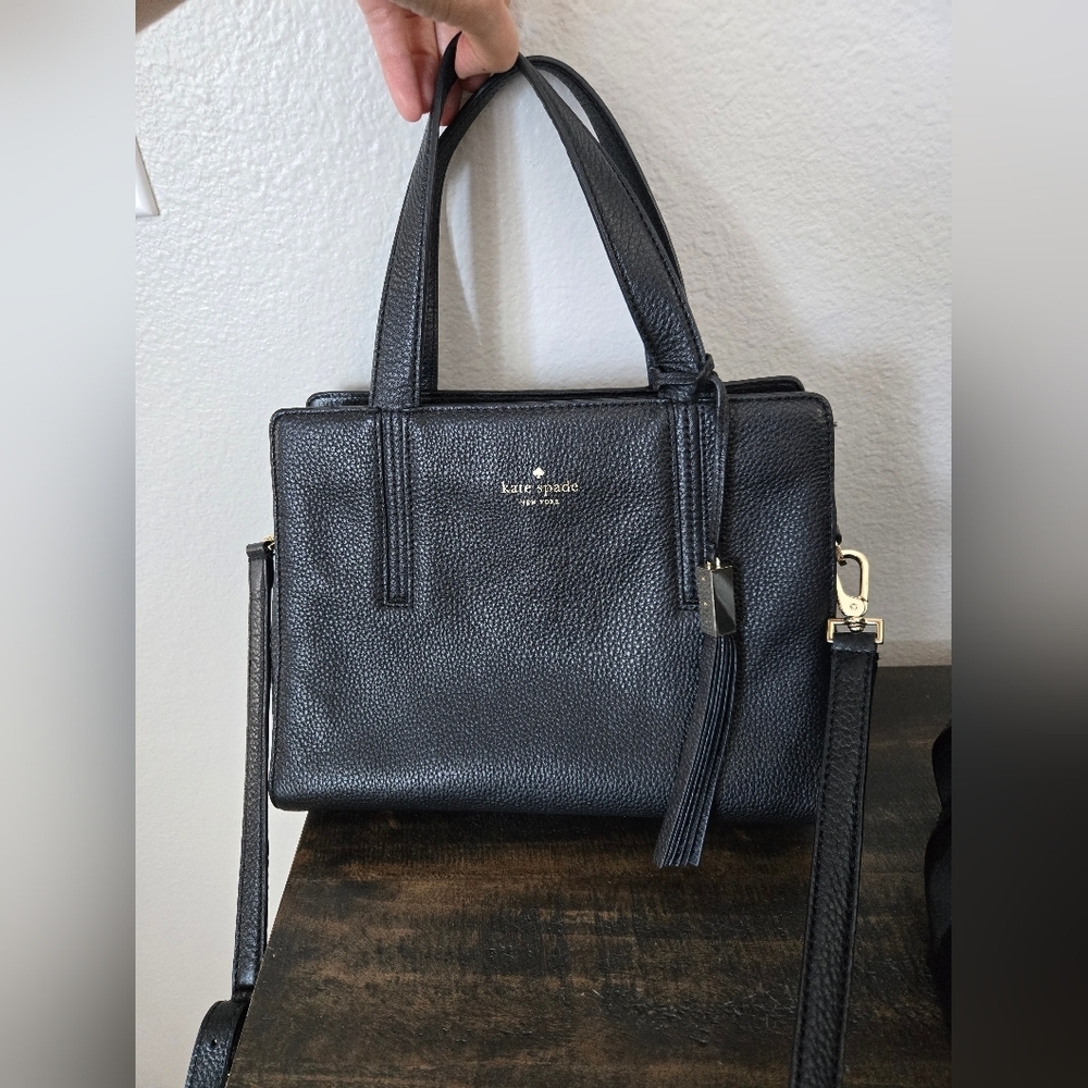Kate Spade Grey Street Dominque Black Satchel with Gold Accents - Picture 4 of 12